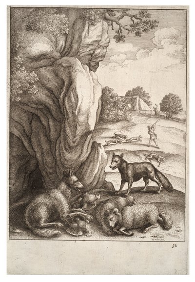 Le loup et le renard - Wenceslaus Hollar